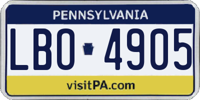 PA license plate LBO4905