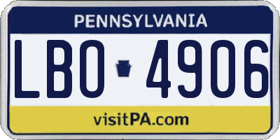 PA license plate LBO4906