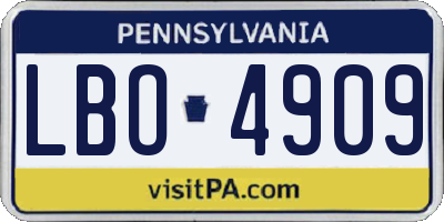 PA license plate LBO4909