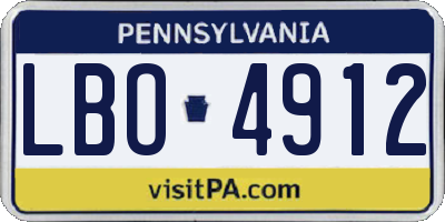 PA license plate LBO4912