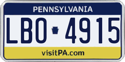 PA license plate LBO4915