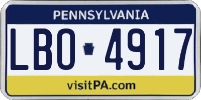 PA license plate LBO4917
