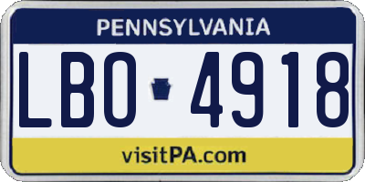 PA license plate LBO4918