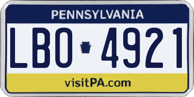 PA license plate LBO4921