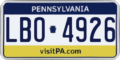 PA license plate LBO4926