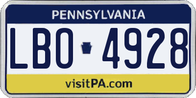 PA license plate LBO4928