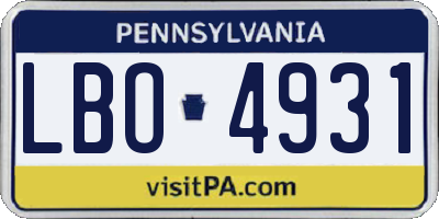 PA license plate LBO4931