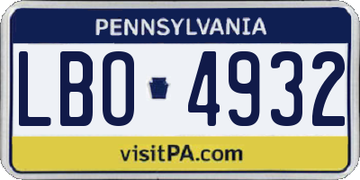 PA license plate LBO4932
