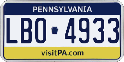 PA license plate LBO4933