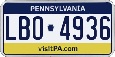 PA license plate LBO4936