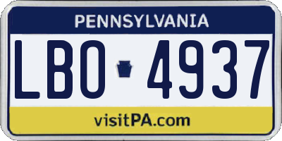 PA license plate LBO4937