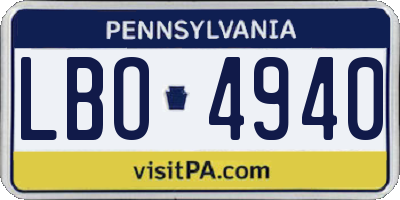 PA license plate LBO4940