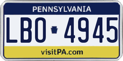 PA license plate LBO4945
