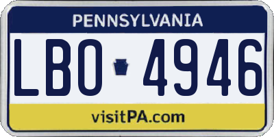 PA license plate LBO4946