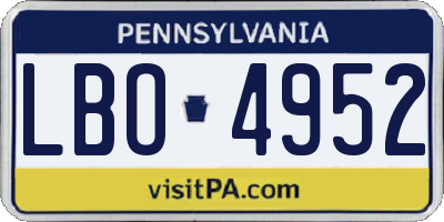PA license plate LBO4952