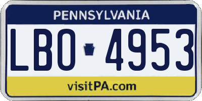 PA license plate LBO4953