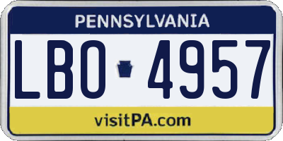 PA license plate LBO4957