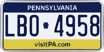 PA license plate LBO4958