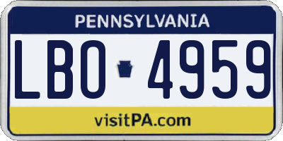 PA license plate LBO4959