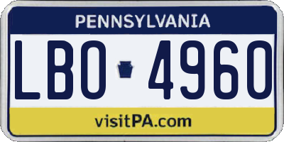 PA license plate LBO4960