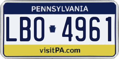 PA license plate LBO4961