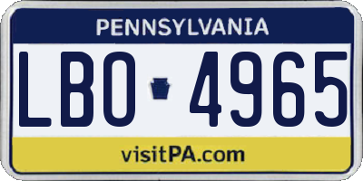 PA license plate LBO4965
