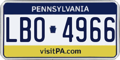 PA license plate LBO4966