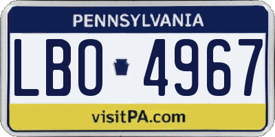 PA license plate LBO4967