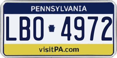 PA license plate LBO4972