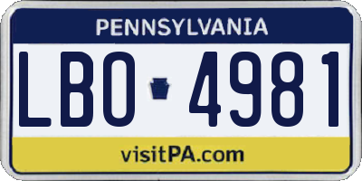 PA license plate LBO4981