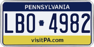 PA license plate LBO4982
