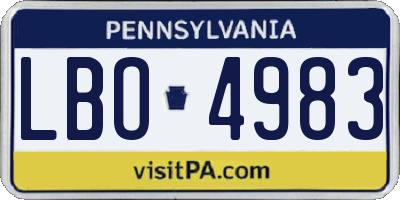 PA license plate LBO4983