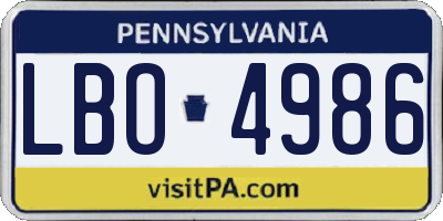 PA license plate LBO4986
