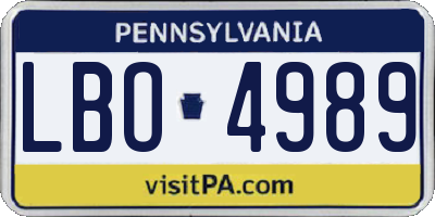PA license plate LBO4989