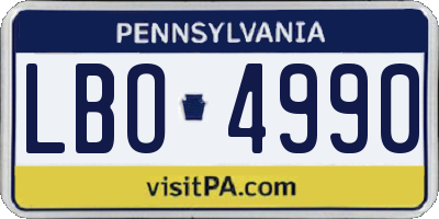 PA license plate LBO4990