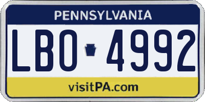 PA license plate LBO4992