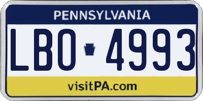 PA license plate LBO4993