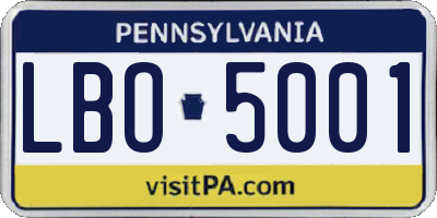 PA license plate LBO5001