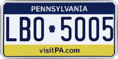 PA license plate LBO5005