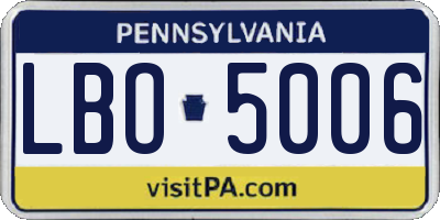 PA license plate LBO5006
