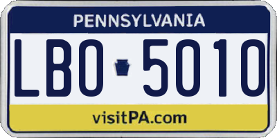PA license plate LBO5010