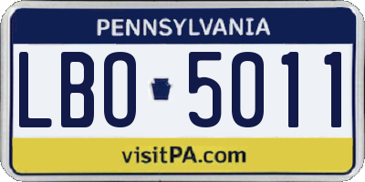 PA license plate LBO5011