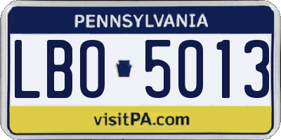 PA license plate LBO5013