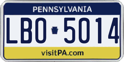 PA license plate LBO5014