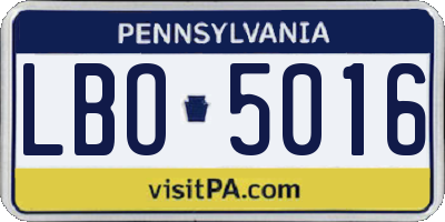 PA license plate LBO5016