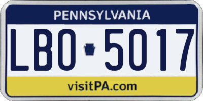 PA license plate LBO5017