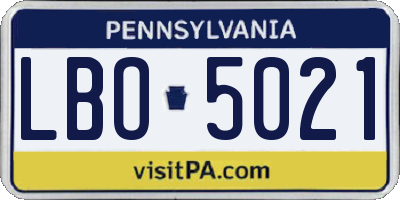 PA license plate LBO5021
