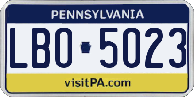PA license plate LBO5023