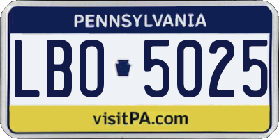PA license plate LBO5025