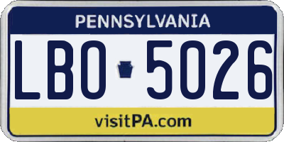 PA license plate LBO5026
